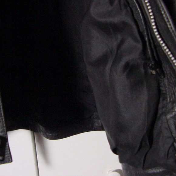 Vtg 80's Force Leather Apparel Fringe Black Leather Motorcycle Jacket Sz XL - Picture 11 of 12